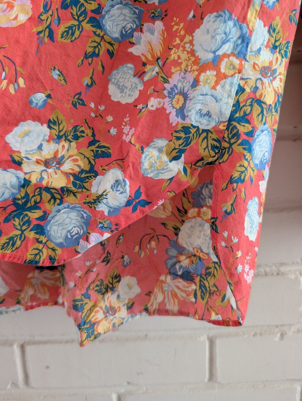 J. Crew 6 Liberty Ruffle Classic Pintuck Popover Coral Floral Print Cotton Top - Picture 6 of 8